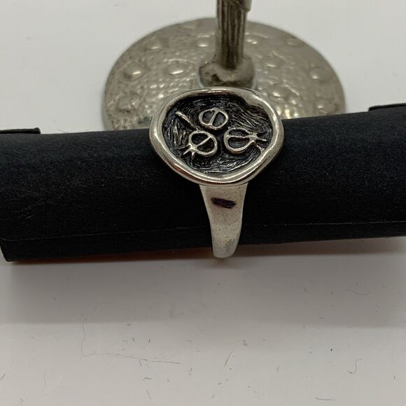 HAGIT GORALI HG Sterling Silver Vintage Israel Modernist Abstract Ring Size 7 - Picture 1 of 5